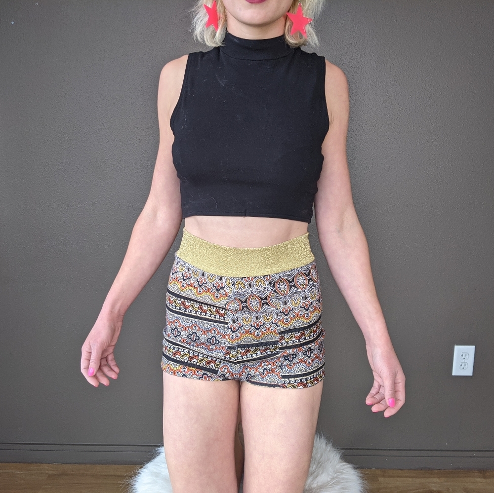 Extra high rise striped knit booty shorts